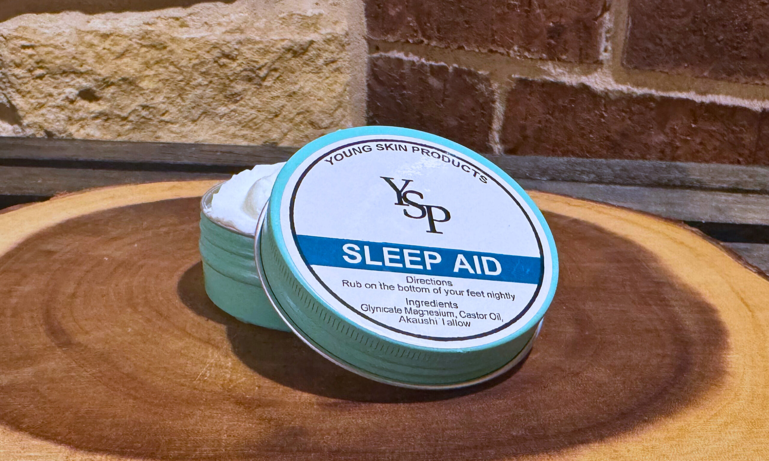 Natural grass-fed organic sleep aid by Young Skin Products, a chemical-free remedy with Magnesium, Akauashi Tallow, and Castor Oil.